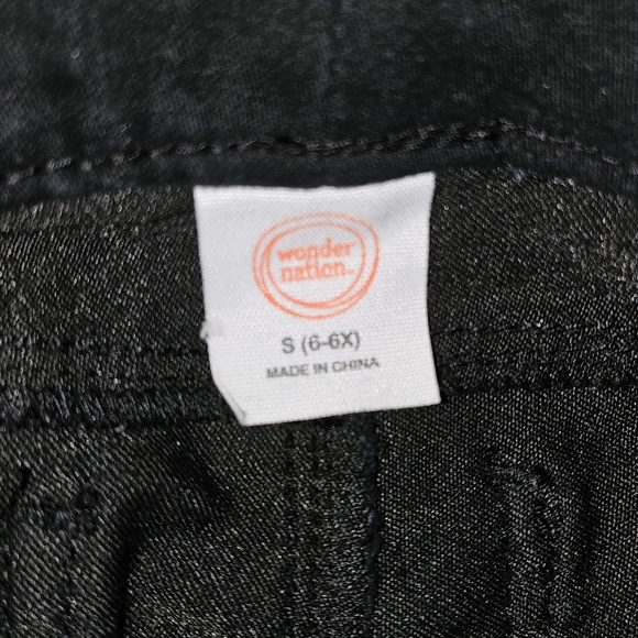 Wonder Nation 》 Black Pants with Leopard Side Stripe | Girls Size S (6-6X) - Picture 3 of 4
